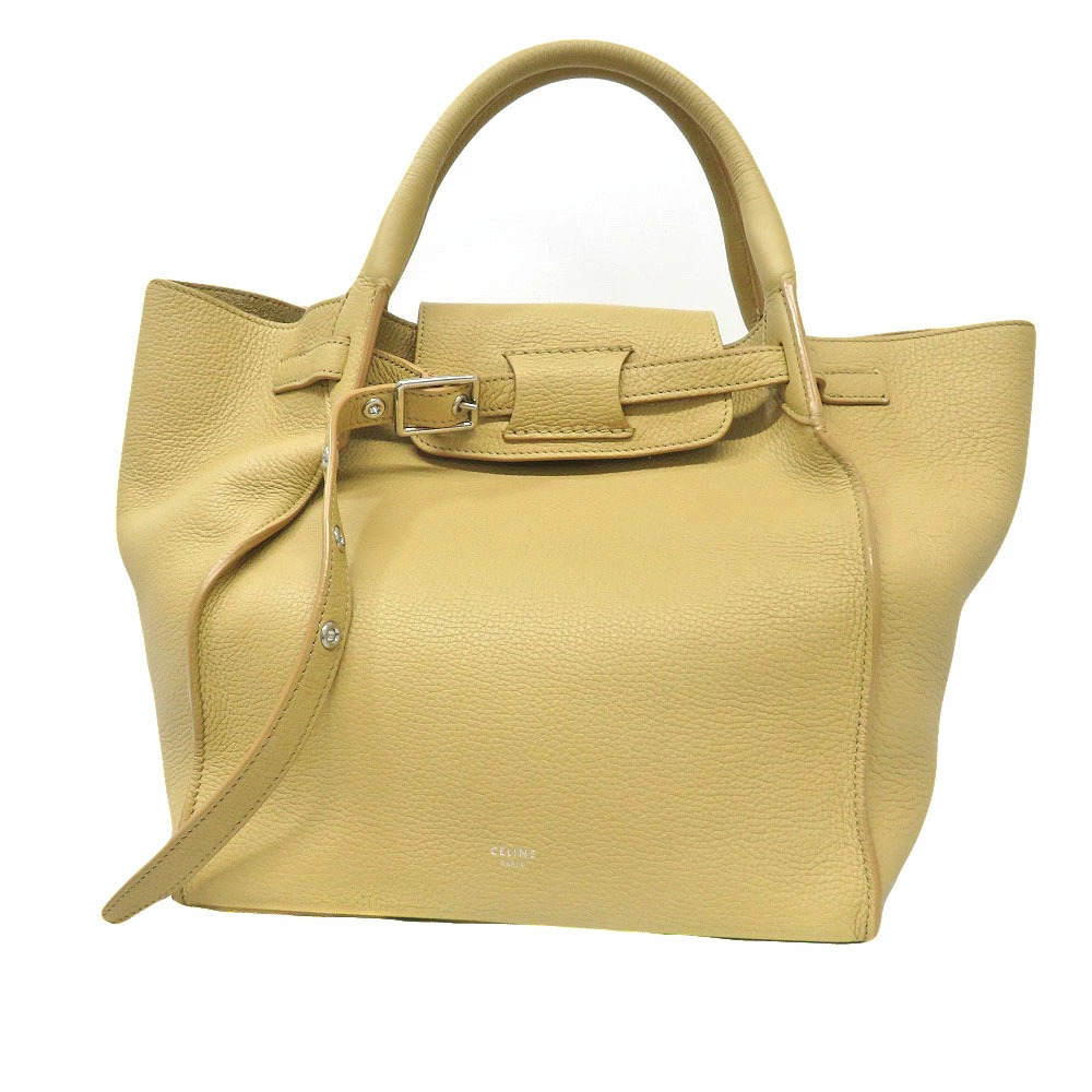 CELINE Bag Leather Cream Beige Handbag Shoulder